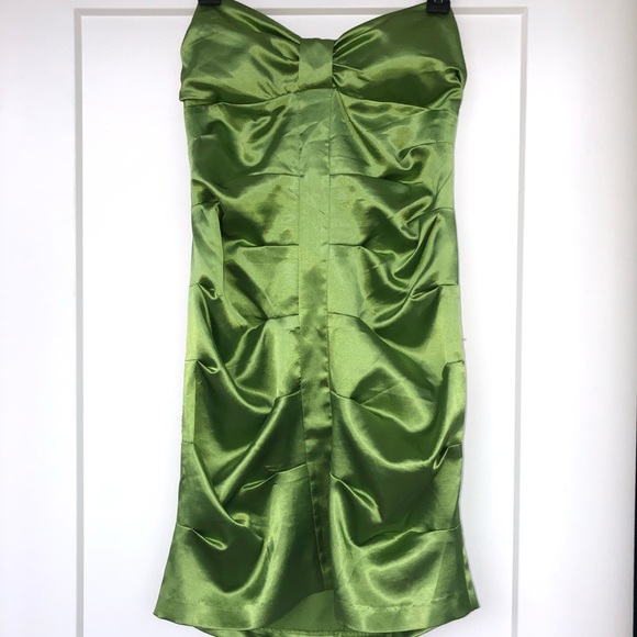 green silk dress short